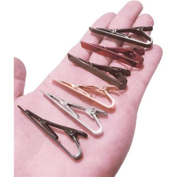 Mens tie clips set 6 pack metal tie bars for skinny regular necktie formal - Picture 3 of 5